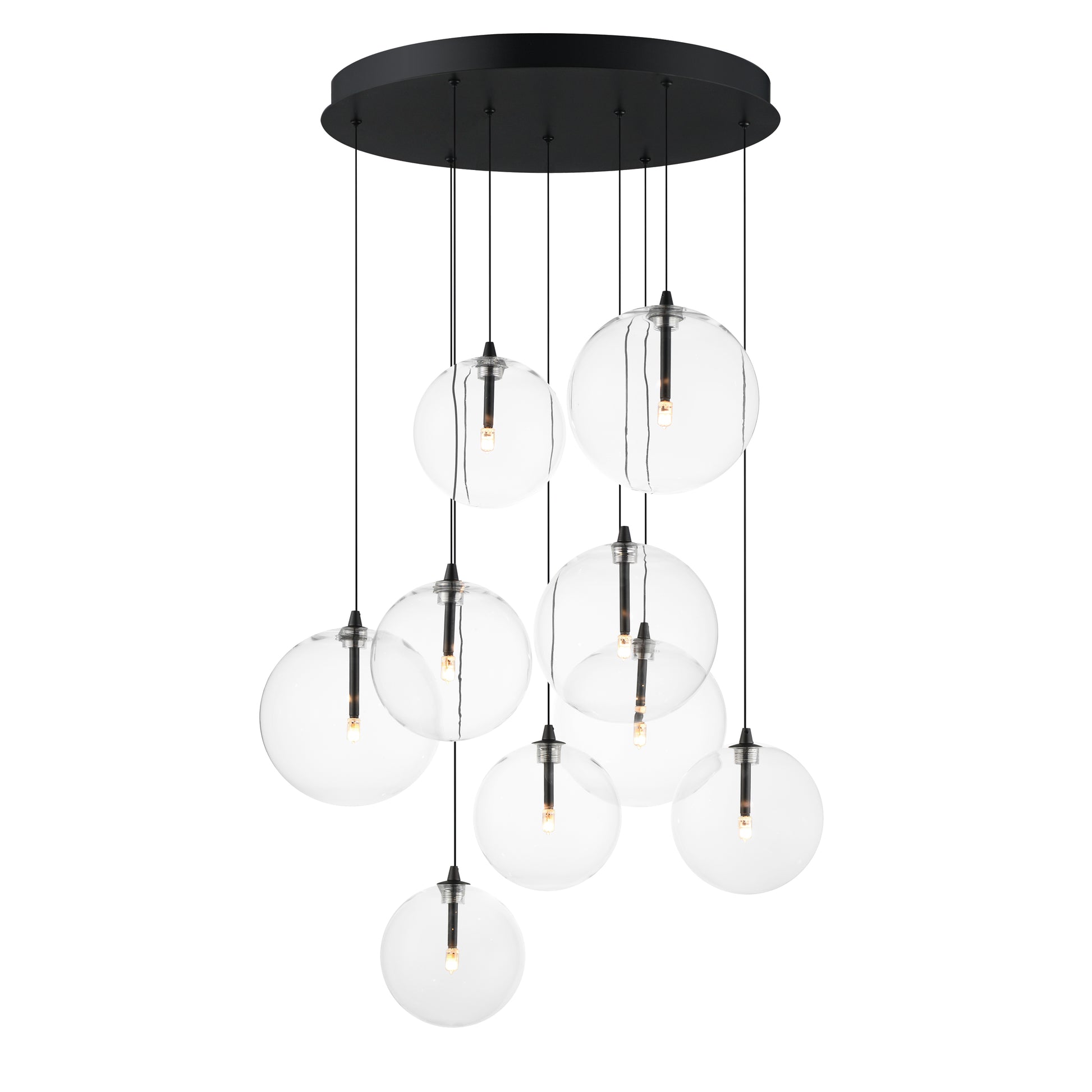 Global 9-Light LED Chandelier Black by ET2