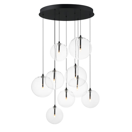 Global 9-Light LED Chandelier Black by ET2