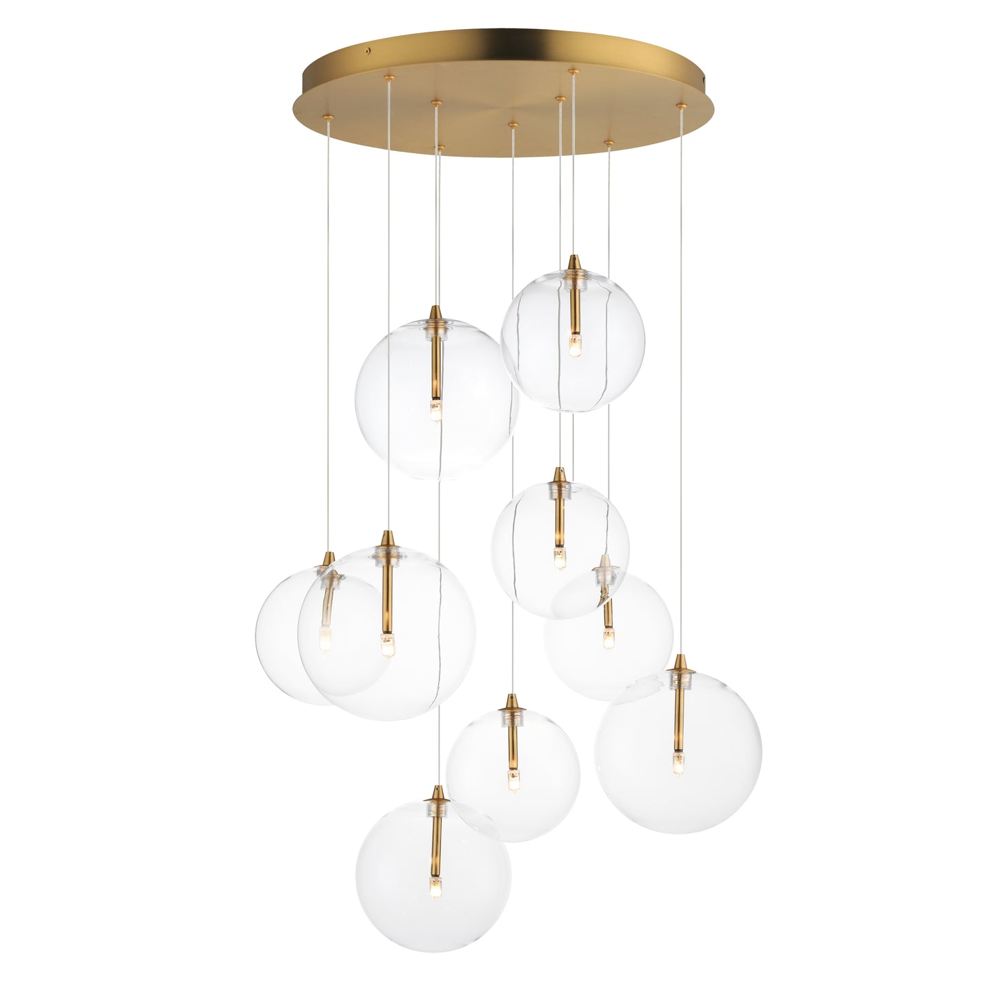 Global 9-Light LED Chandelier Natural Aged Brass by ET2