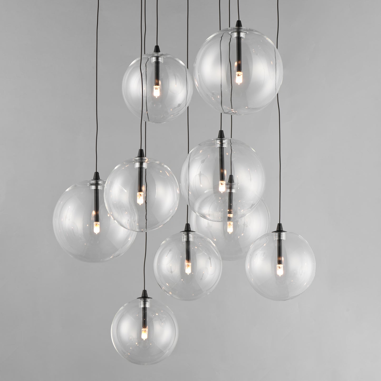 Global 9-Light LED Chandelier Black by ET2