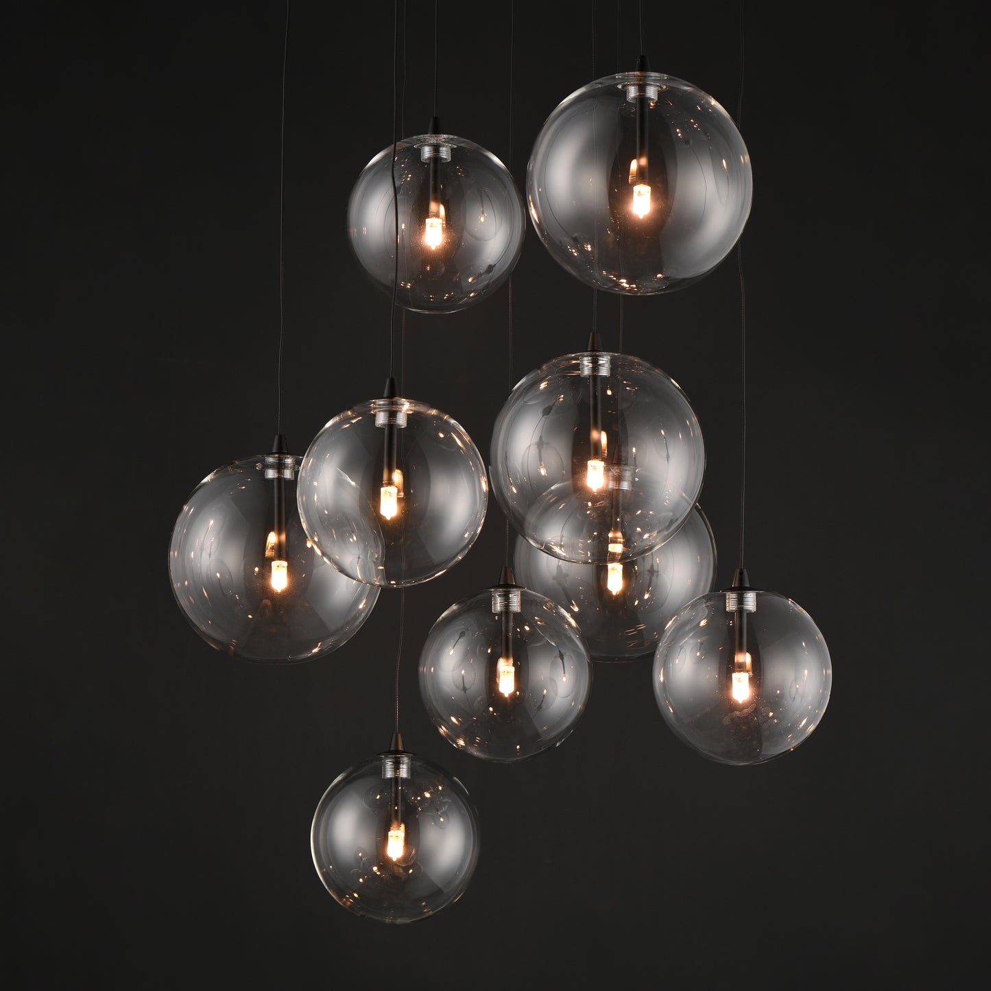 Global 9-Light LED Chandelier Black by ET2