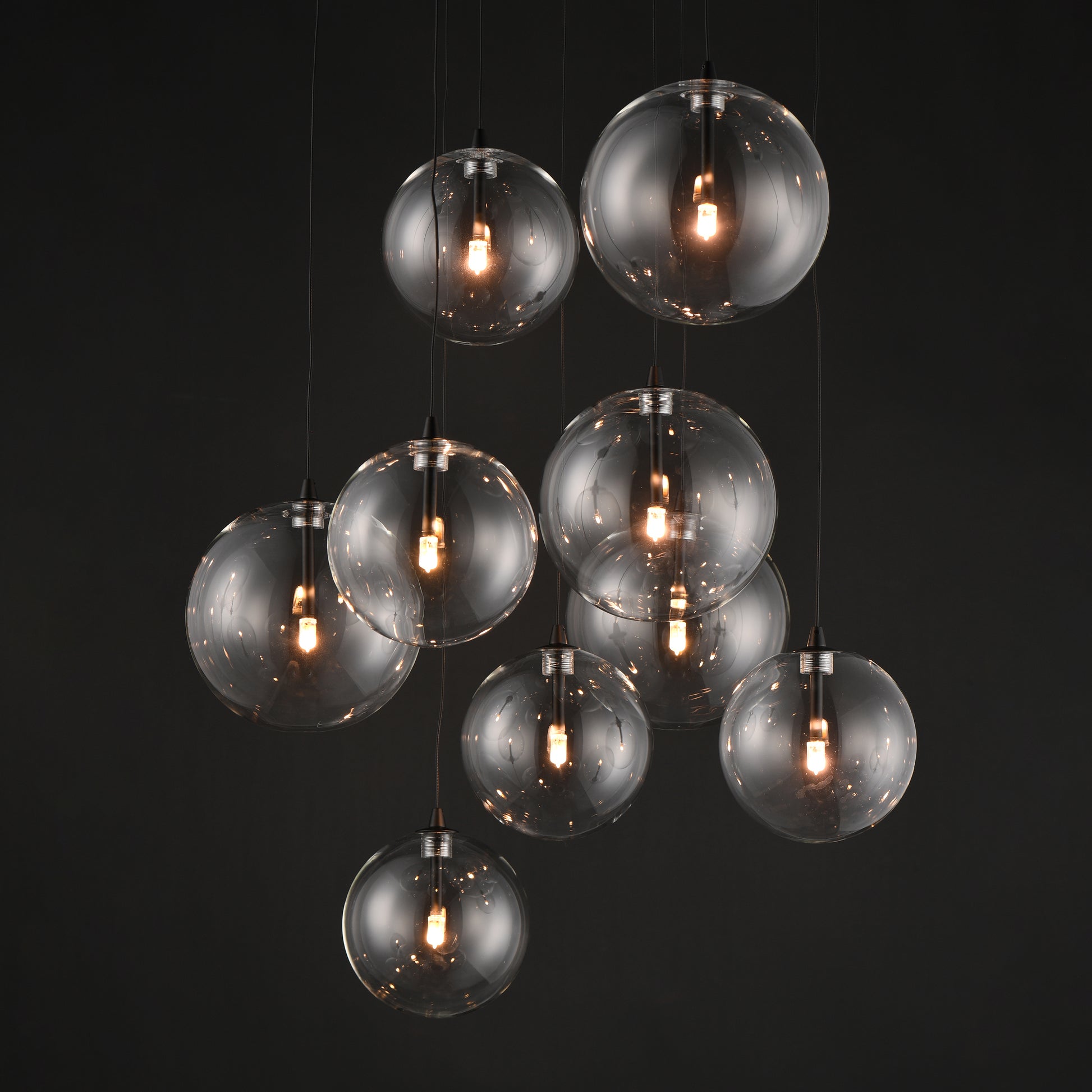 Global 9-Light LED Chandelier Black by ET2
