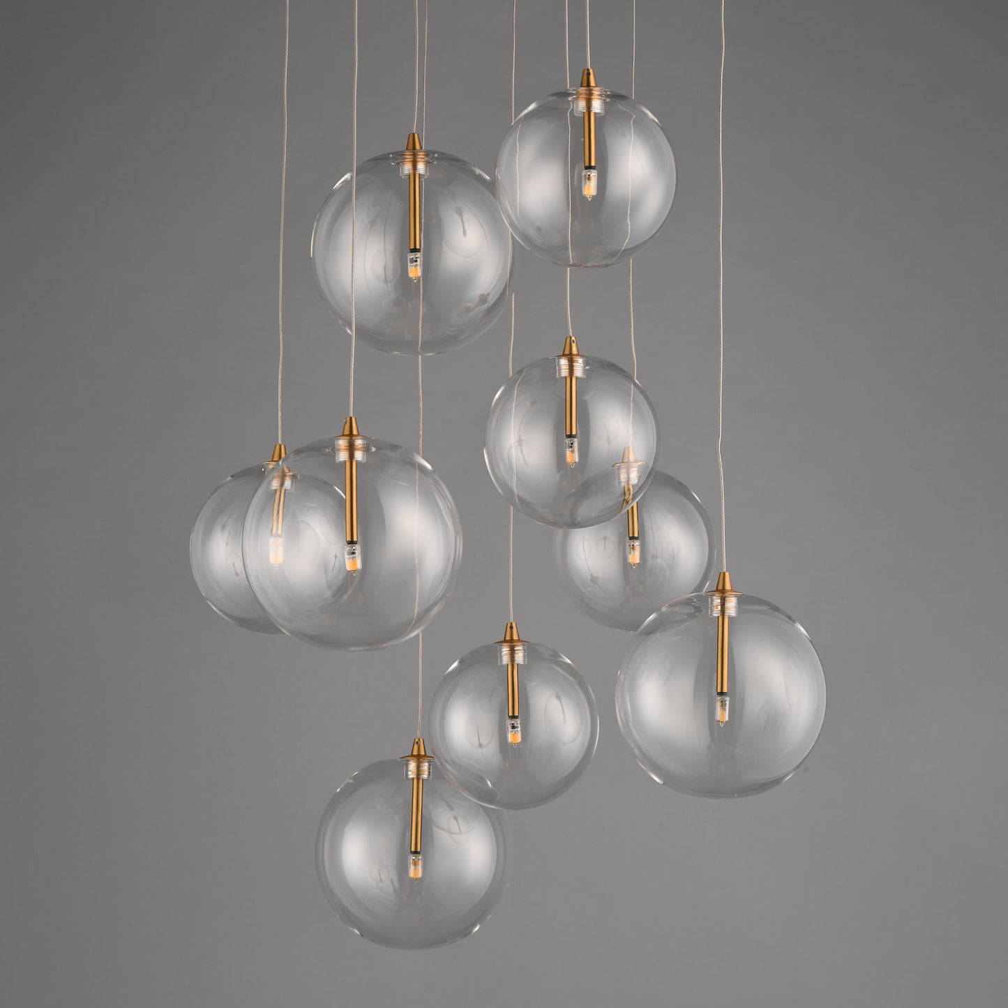 Global 9-Light LED Chandelier Natural Aged Brass by ET2