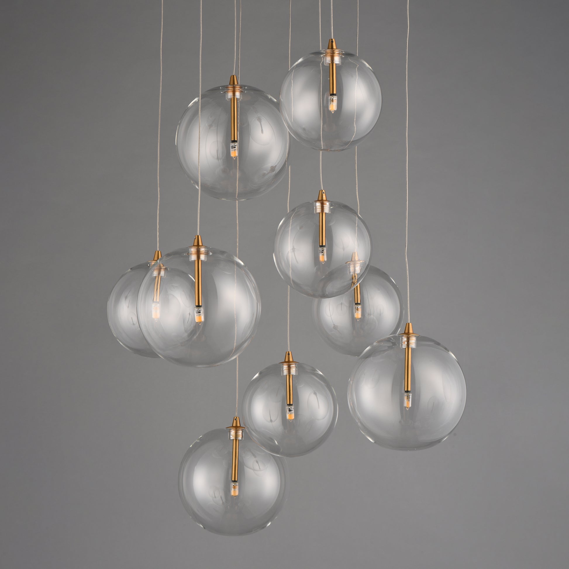 Global 9-Light LED Chandelier Natural Aged Brass by ET2