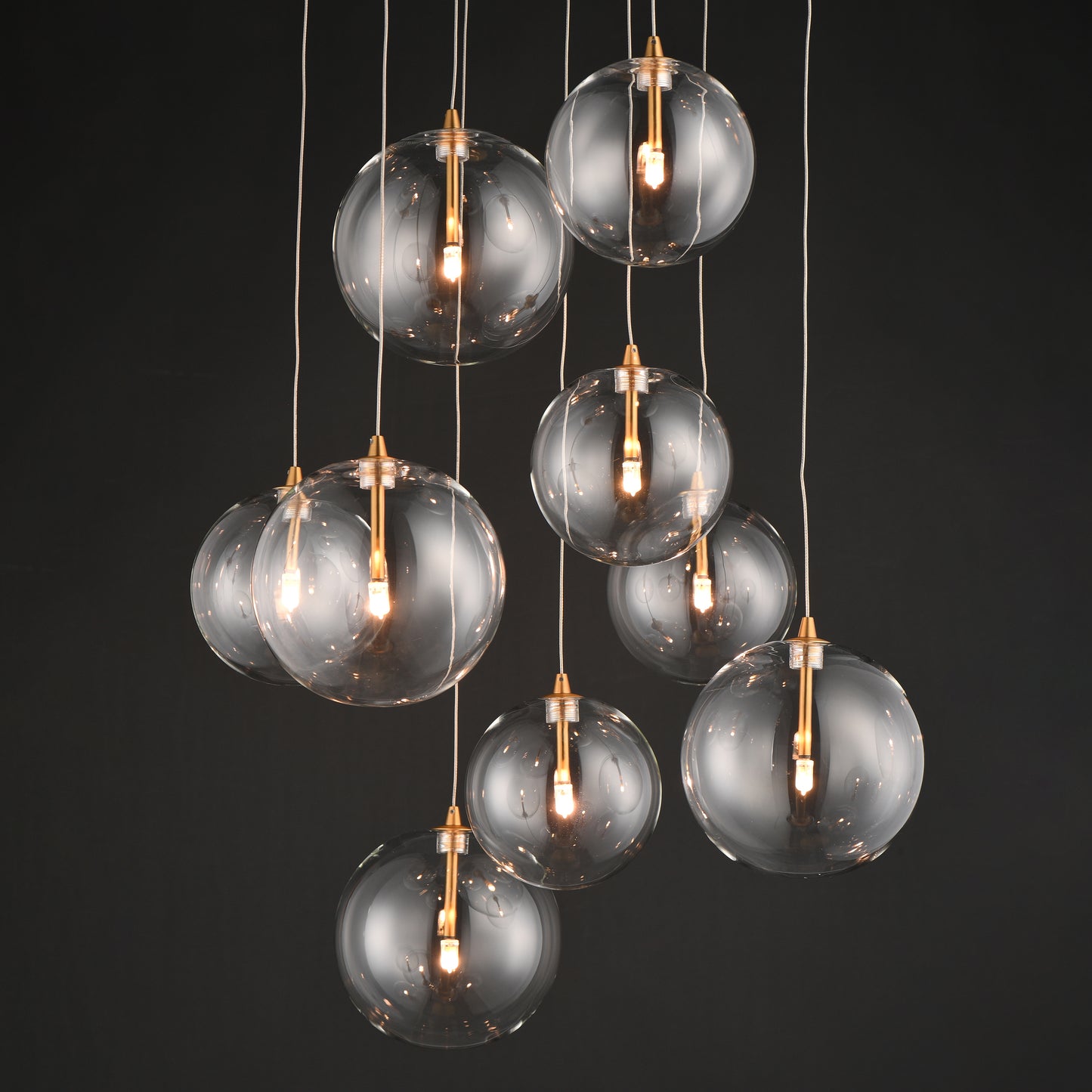 Global 9-Light LED Chandelier Natural Aged Brass by ET2
