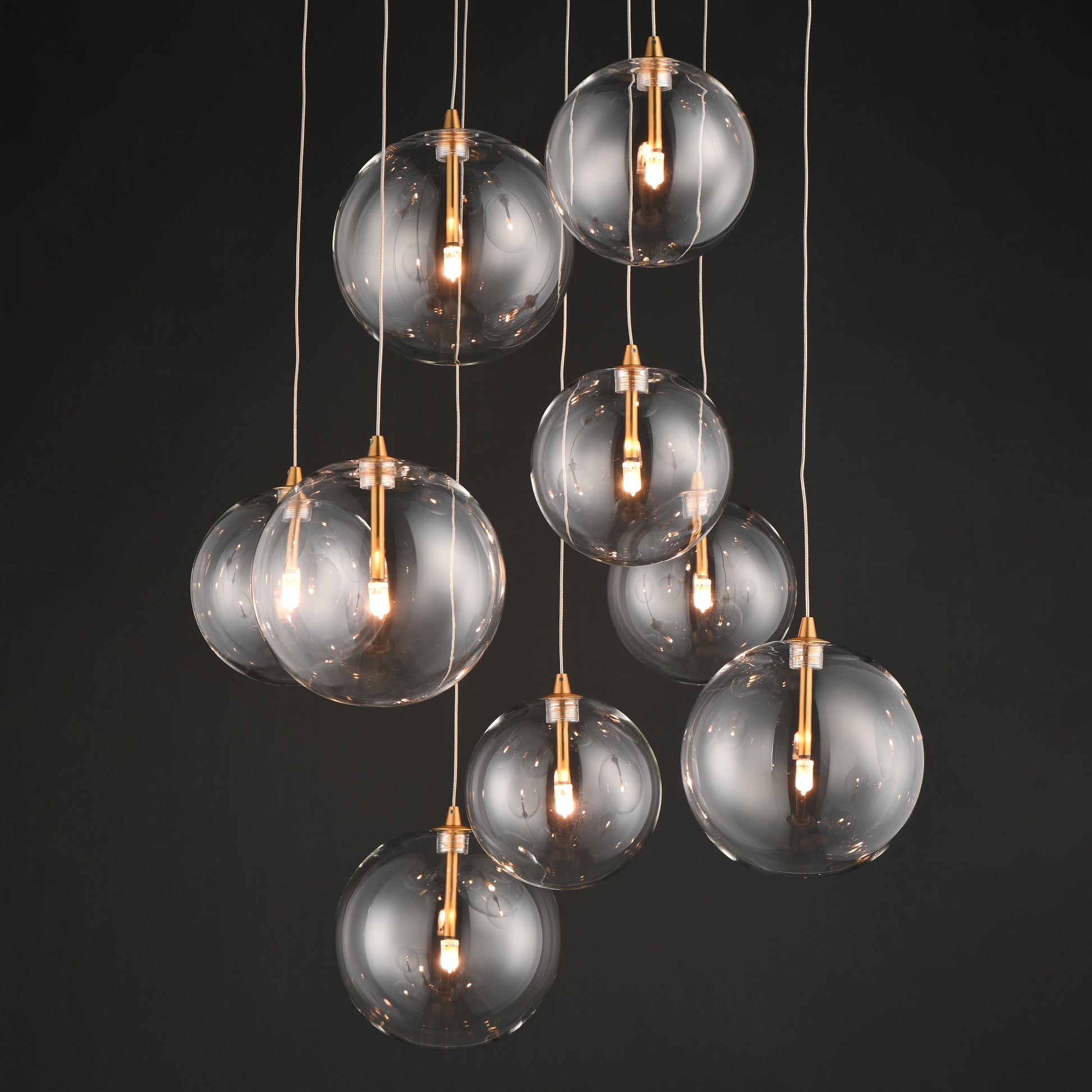 Global 9-Light LED Chandelier Natural Aged Brass by ET2