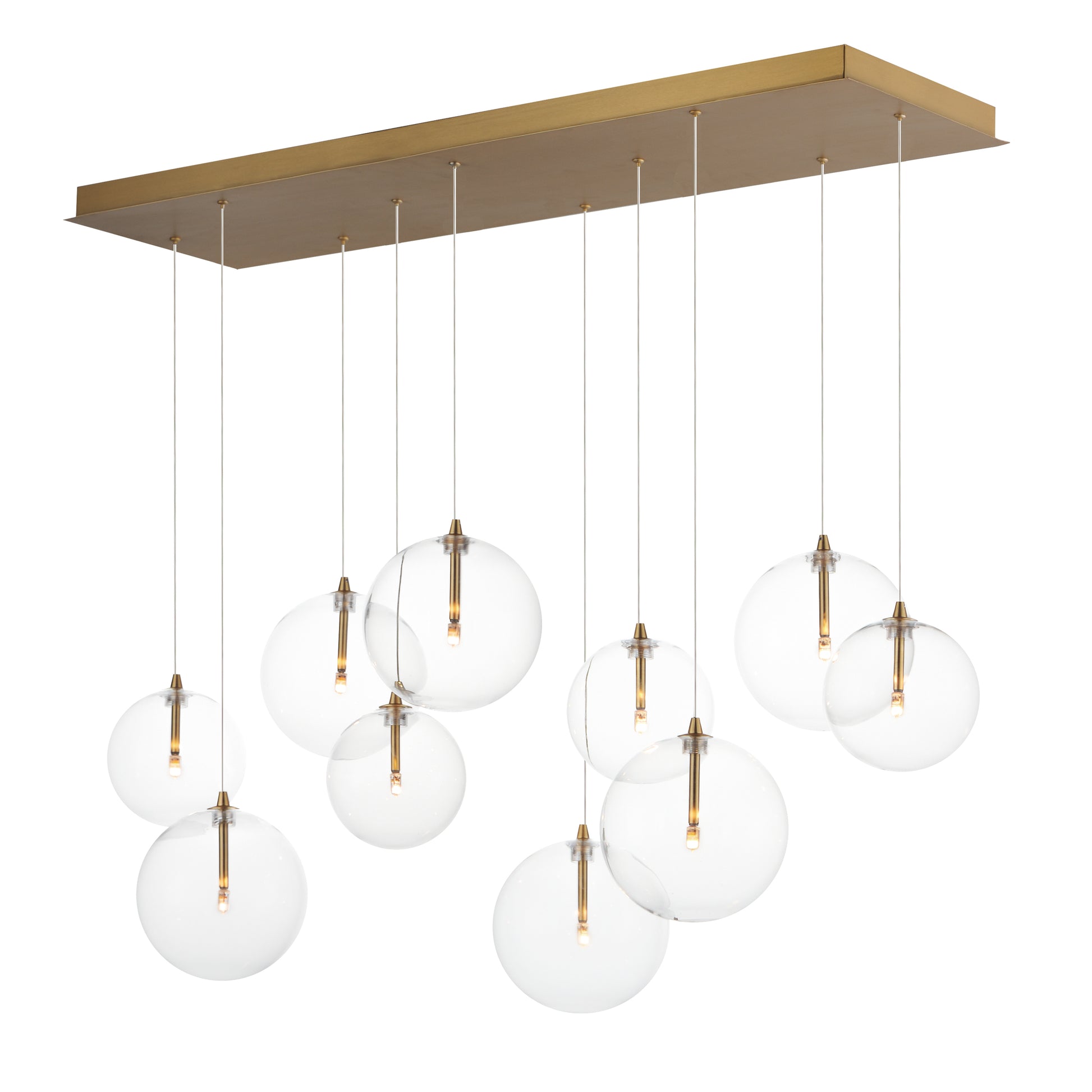 Global 10-Light LED Pendant Natural Aged Brass by ET2