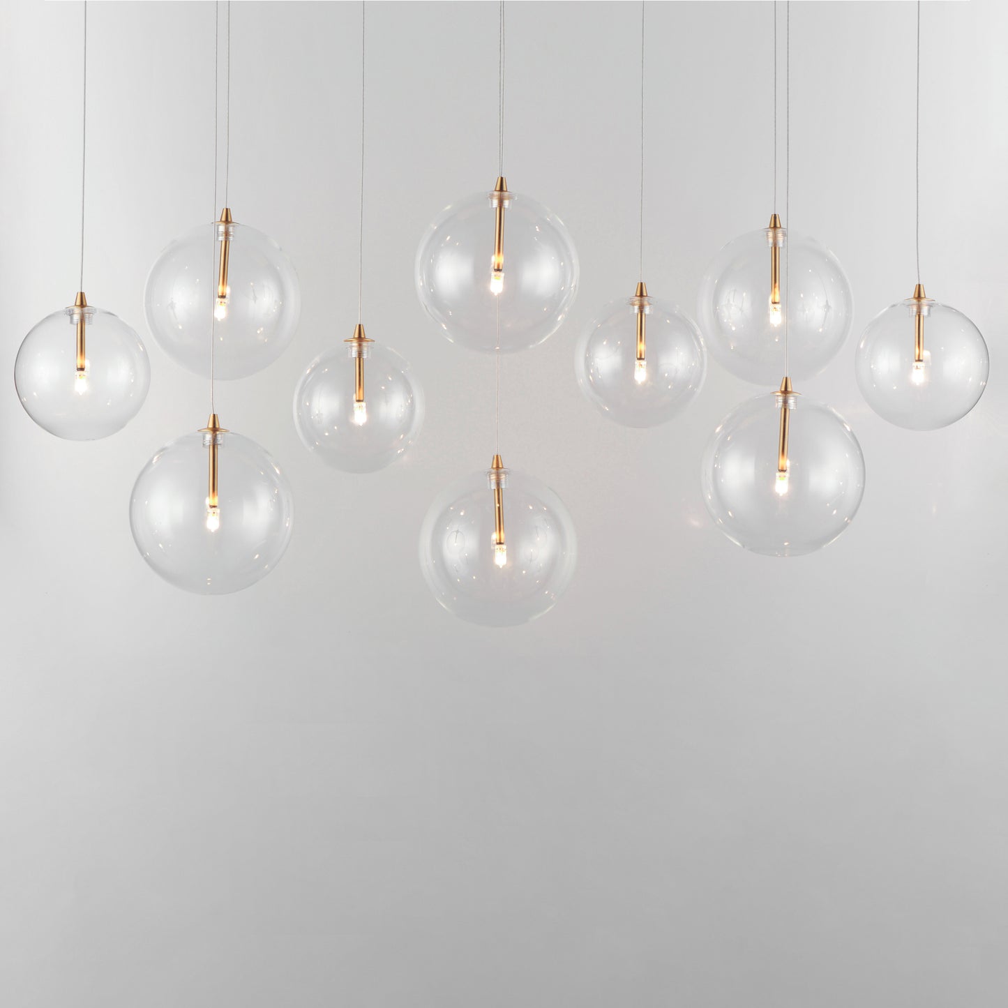 Global 10-Light LED Pendant Natural Aged Brass by ET2