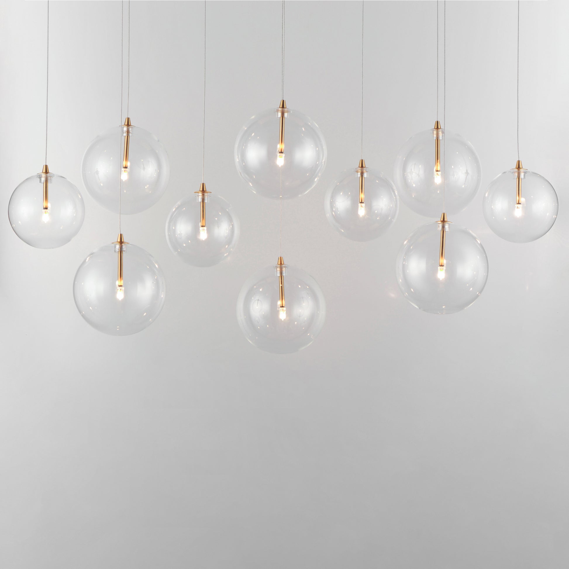 Global 10-Light LED Pendant Natural Aged Brass by ET2