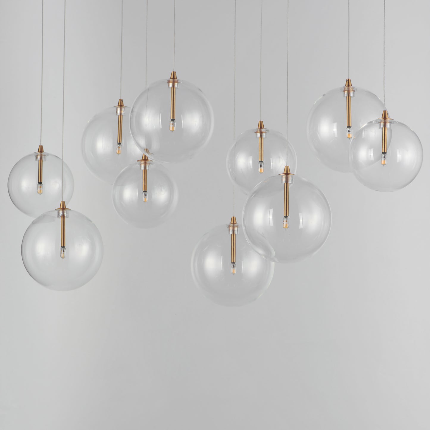 Global 10-Light LED Pendant Natural Aged Brass by ET2
