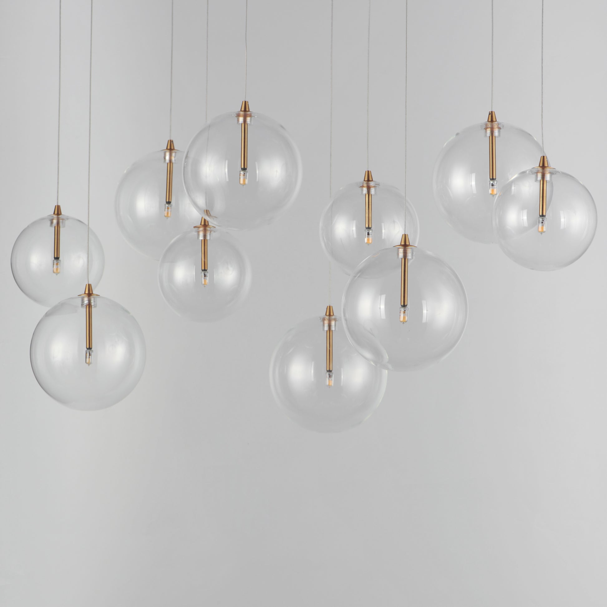 Global 10-Light LED Pendant Natural Aged Brass by ET2