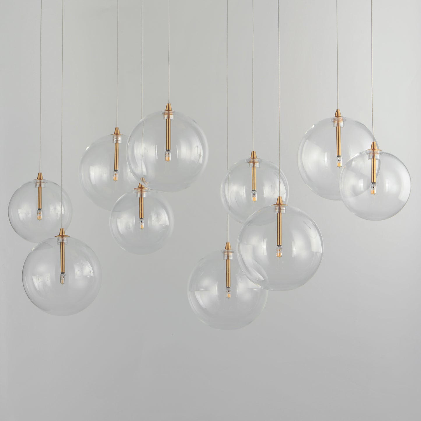 Global 10-Light LED Pendant Natural Aged Brass by ET2