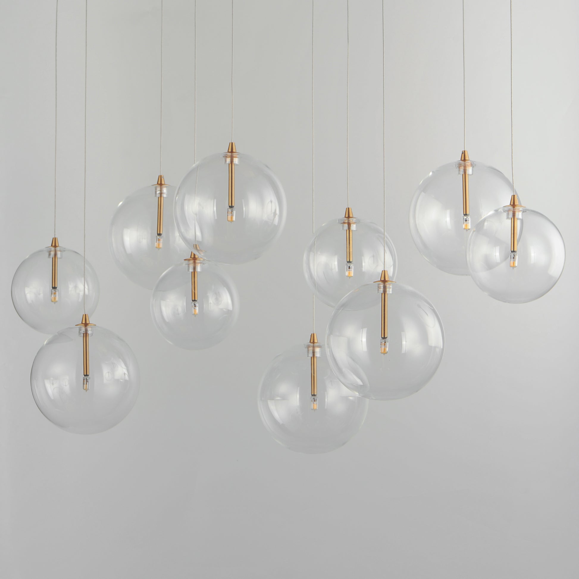 Global 10-Light LED Pendant Natural Aged Brass by ET2