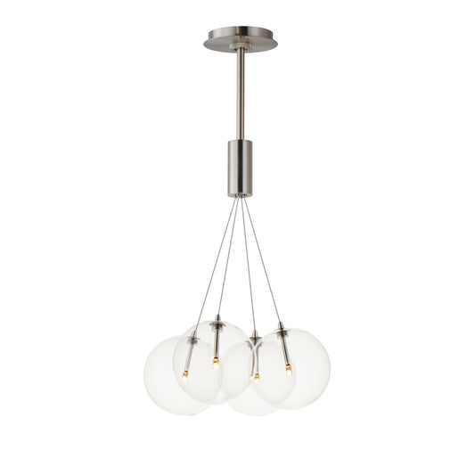 Burst 4-Light LED Pendant Clear Satin Nickel by ET2