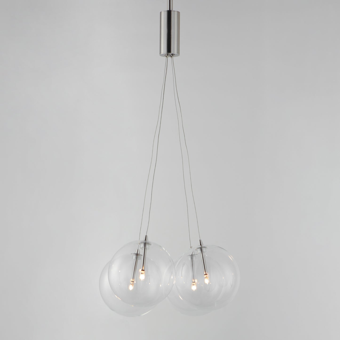 Burst 4-Light LED Pendant Clear Satin Nickel by ET2