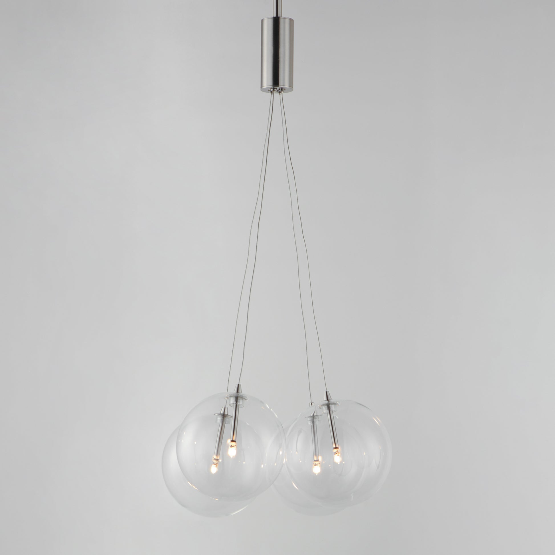 Burst 4-Light LED Pendant Clear Satin Nickel by ET2