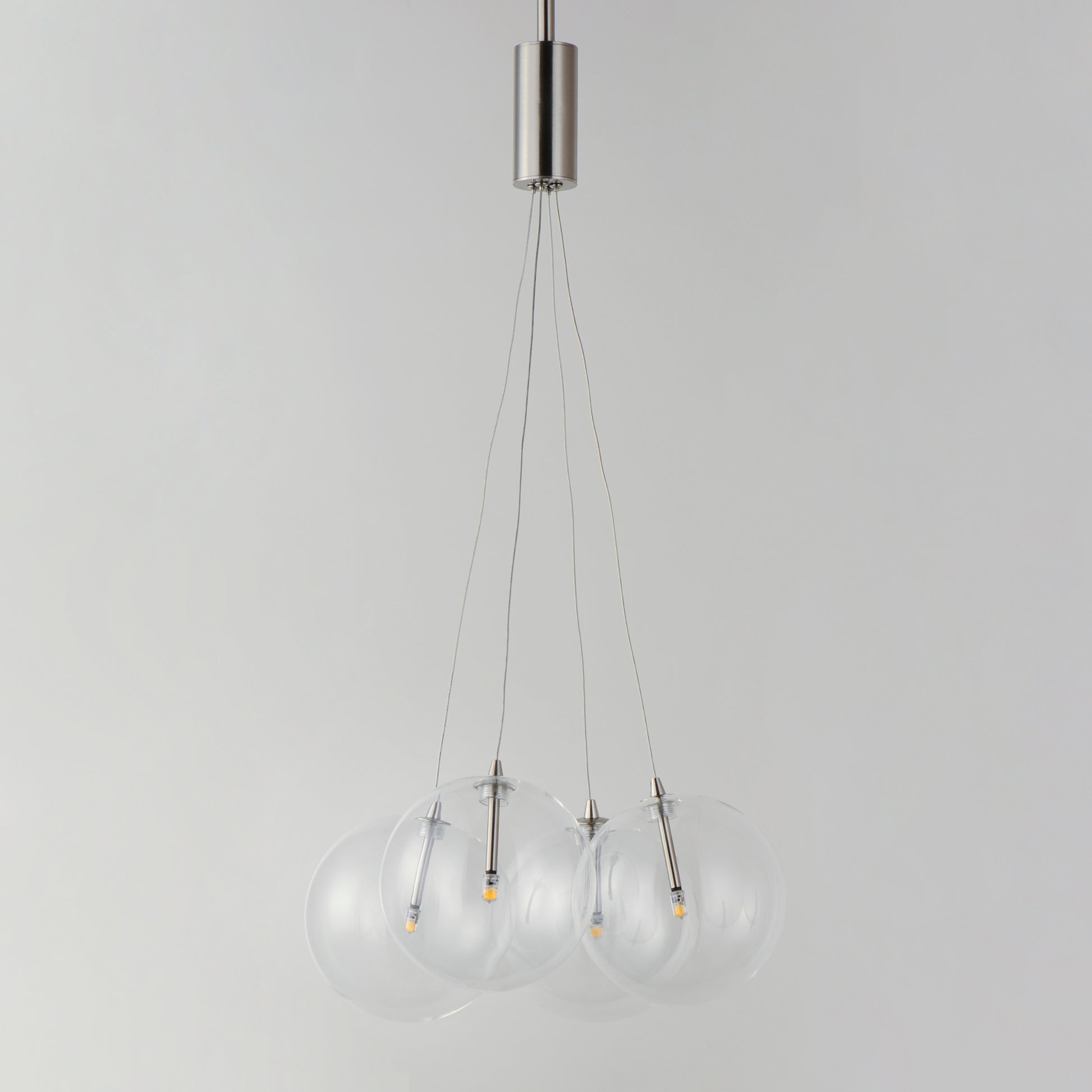 Burst 4-Light LED Pendant Clear Satin Nickel by ET2