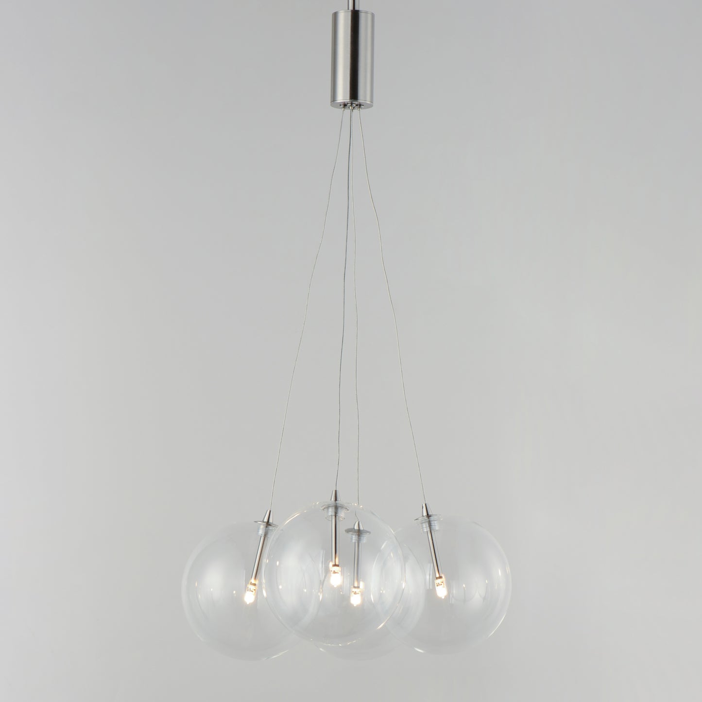 Burst 4-Light LED Pendant Clear Satin Nickel by ET2