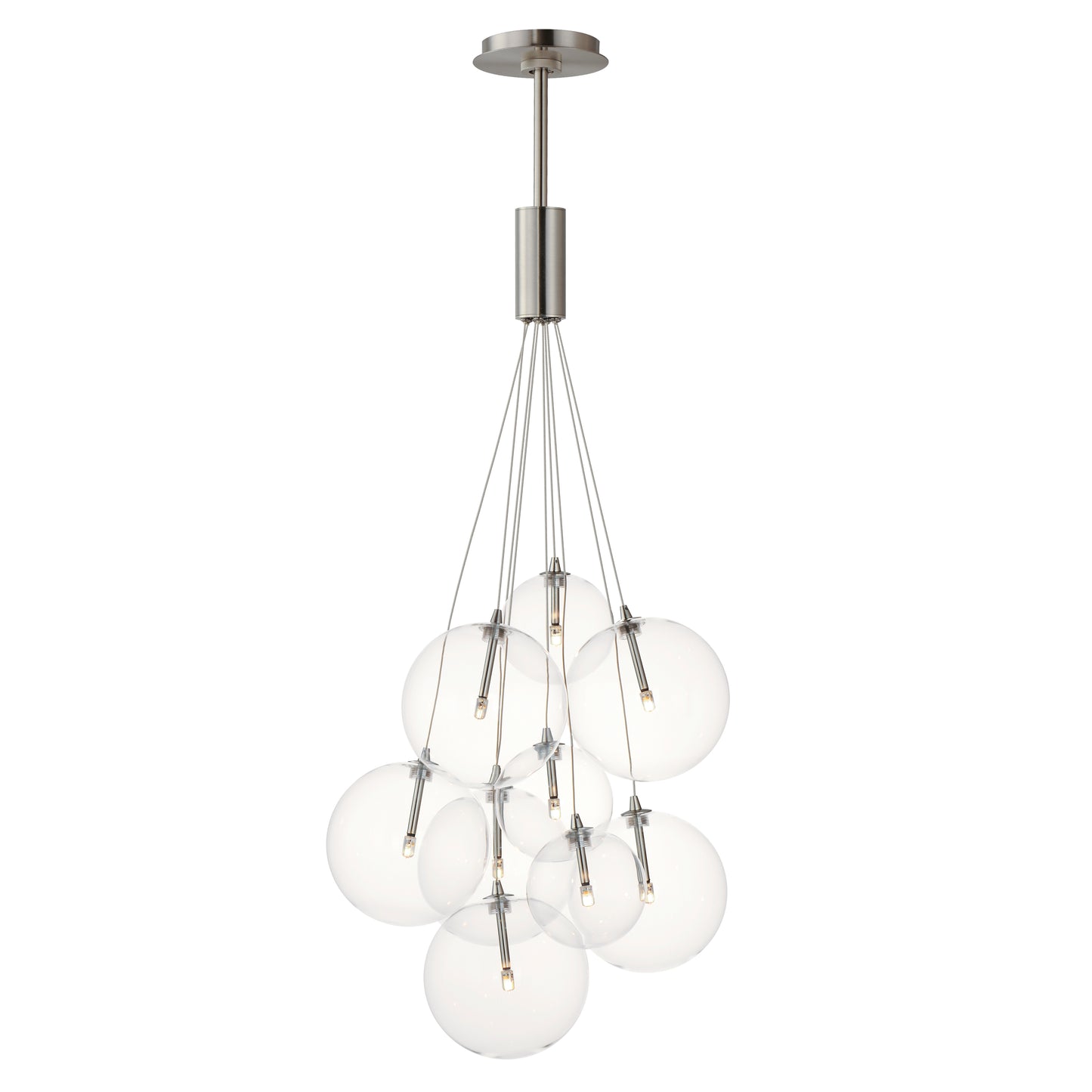 Burst 9-Light LED Pendant Clear Satin Nickel by ET2