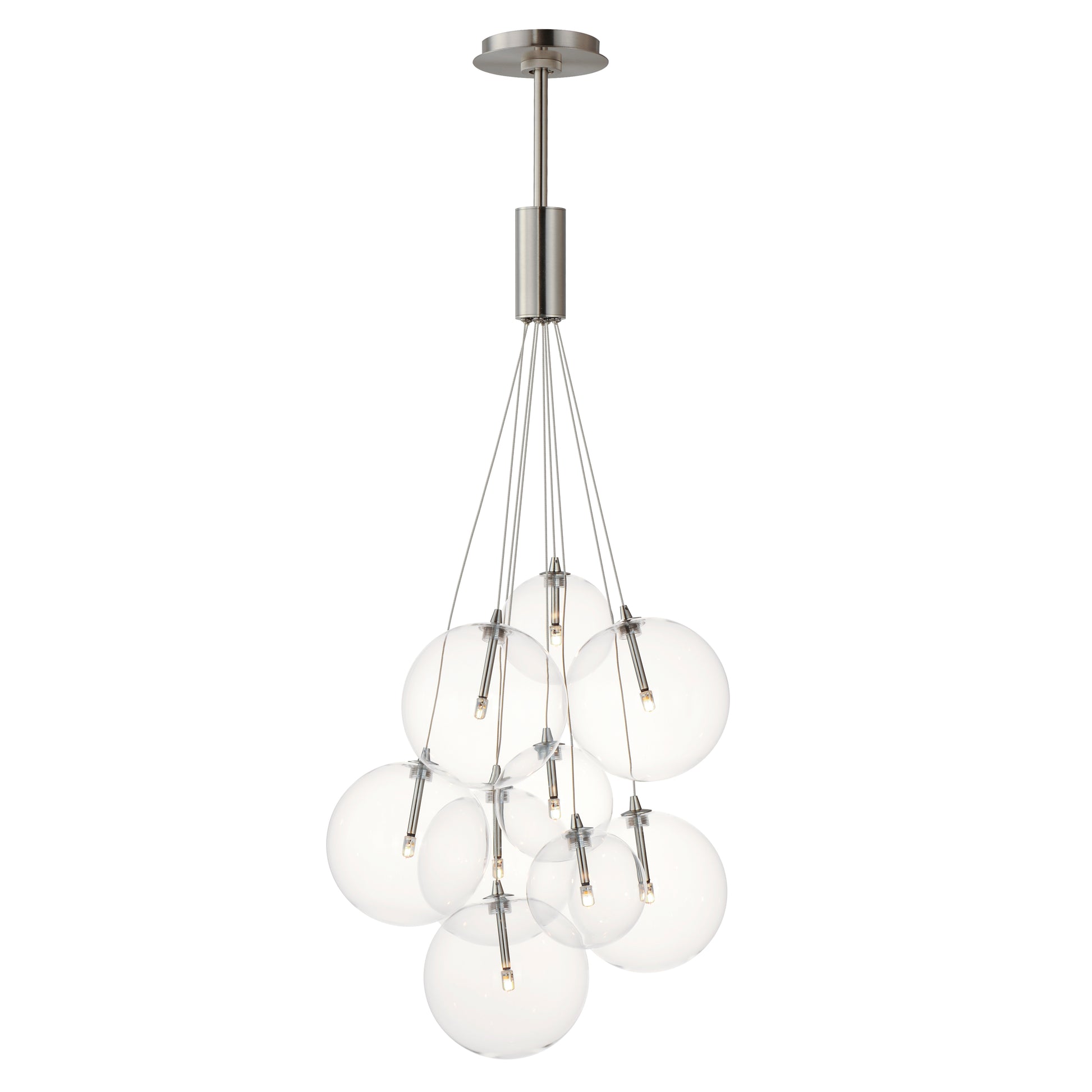 Burst 9-Light LED Pendant Clear Satin Nickel by ET2