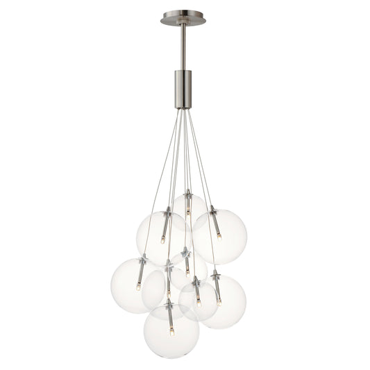 Burst 9-Light LED Pendant Clear Satin Nickel by ET2