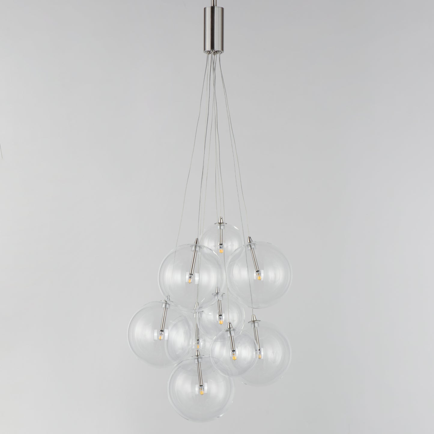 Burst 9-Light LED Pendant Clear Satin Nickel by ET2