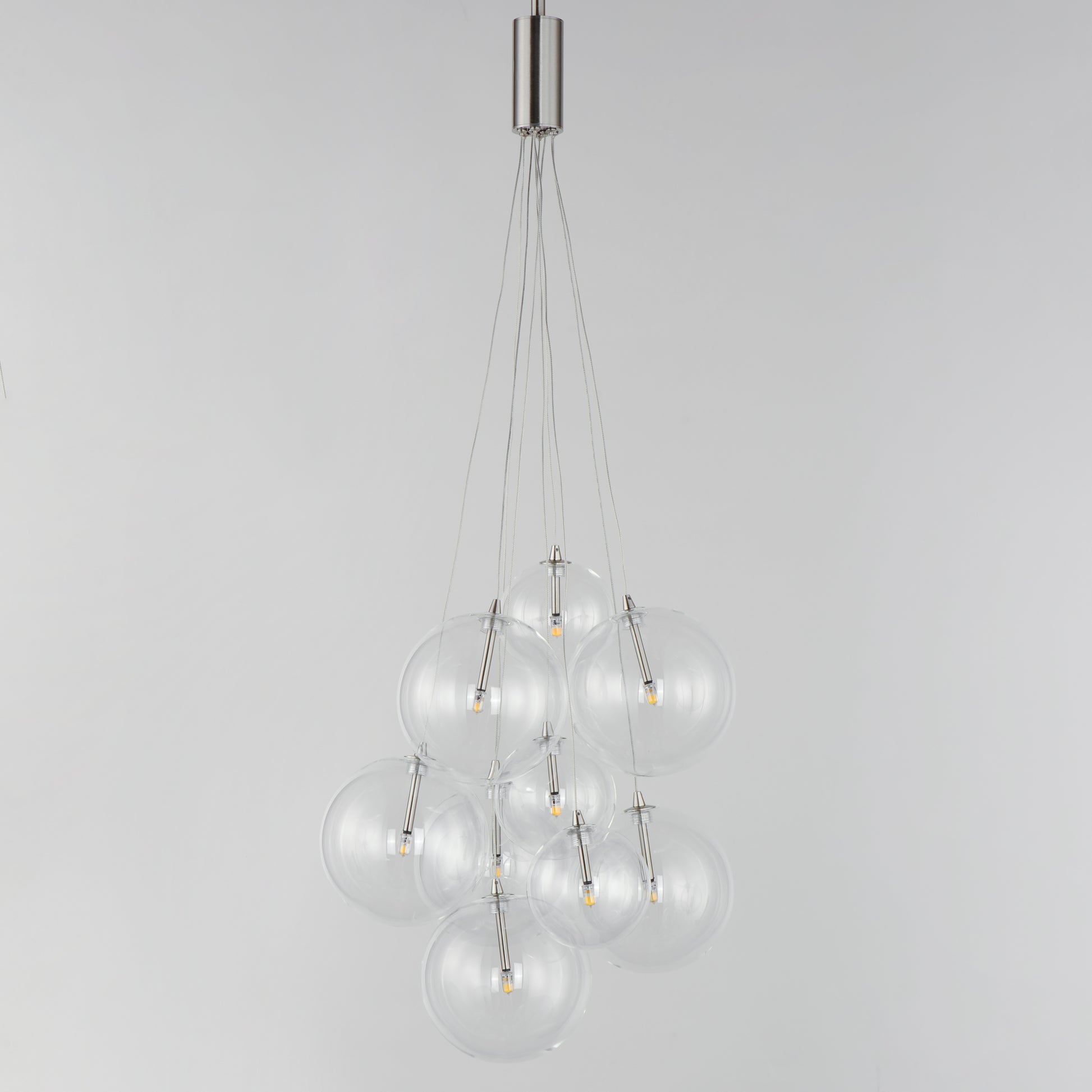 Burst 9-Light LED Pendant Clear Satin Nickel by ET2