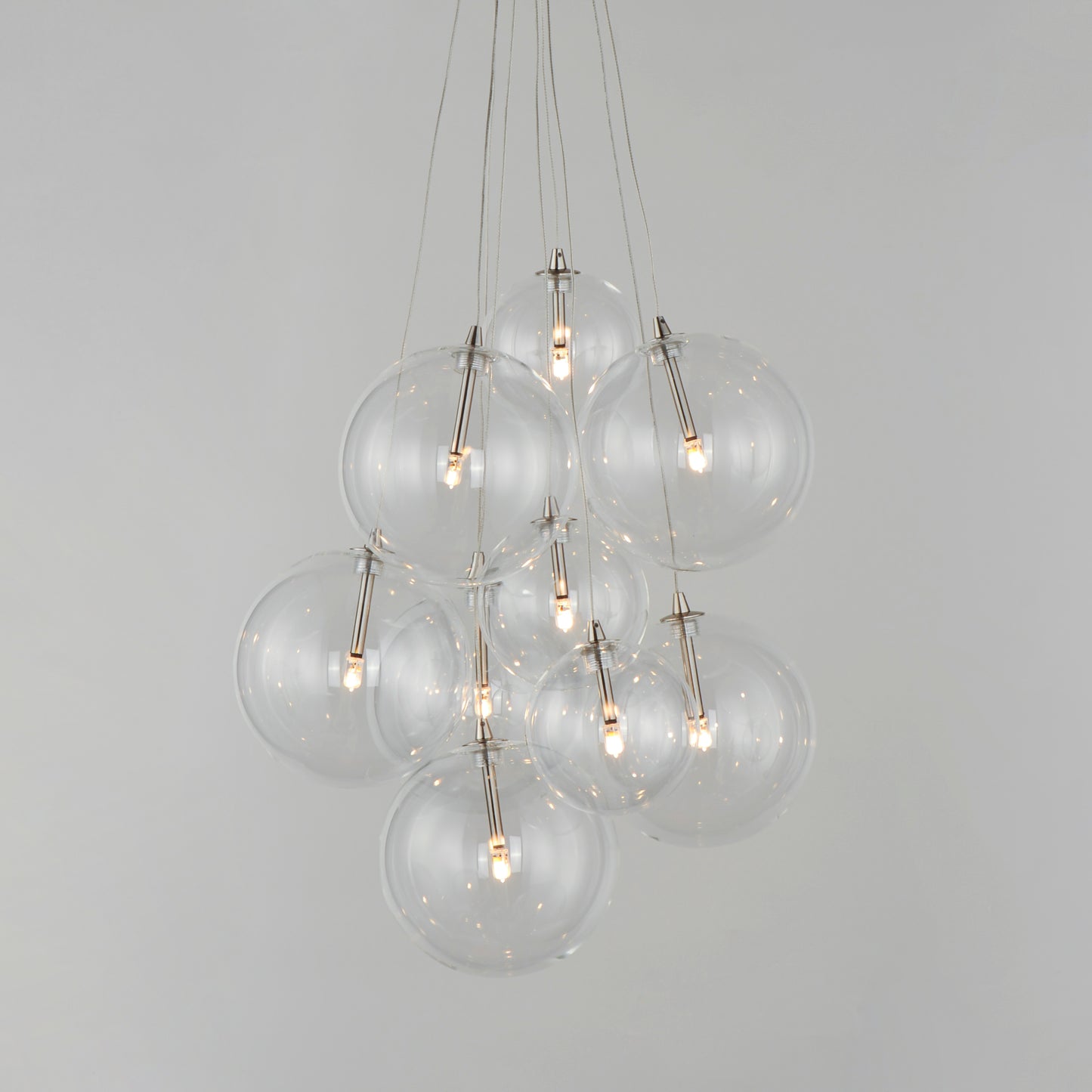 Burst 9-Light LED Pendant Clear Satin Nickel by ET2