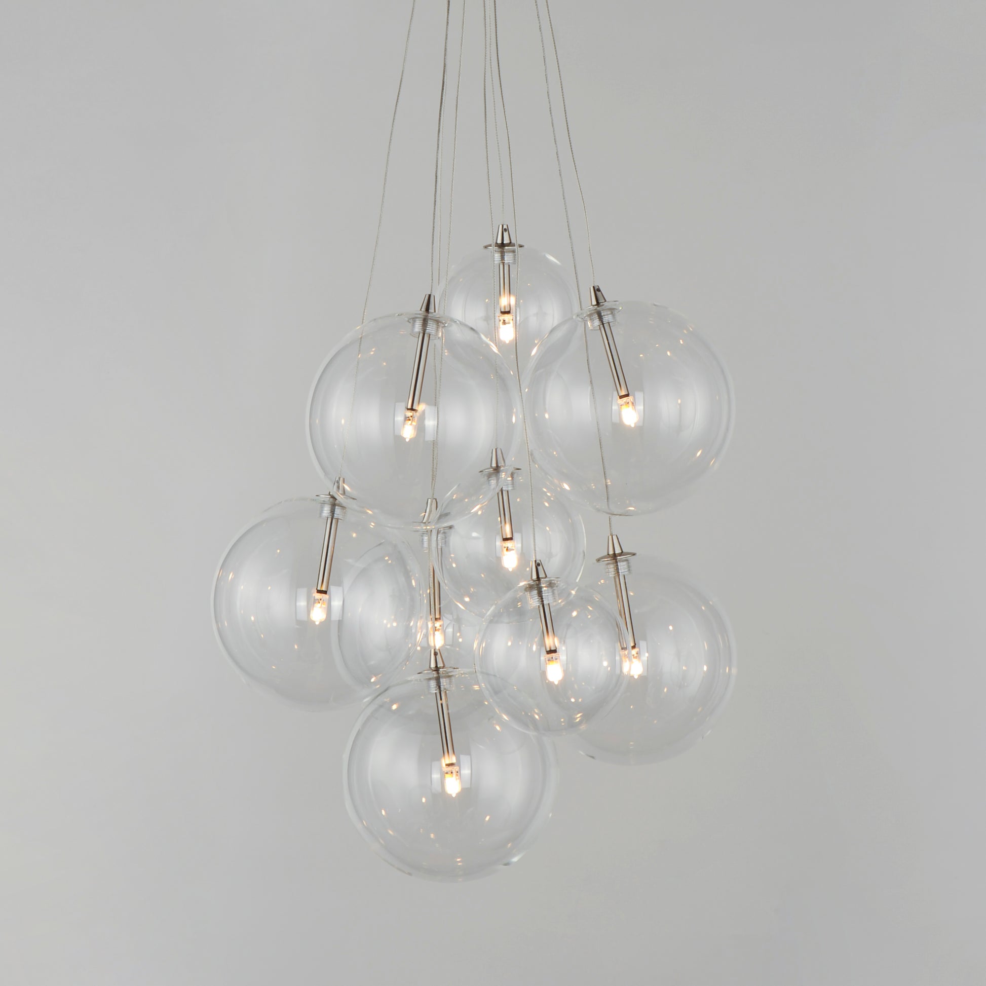 Burst 9-Light LED Pendant Clear Satin Nickel by ET2