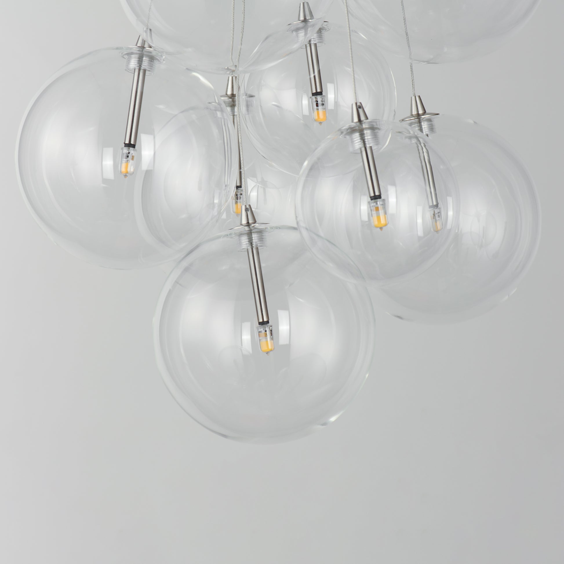Burst 9-Light LED Pendant Clear Satin Nickel by ET2