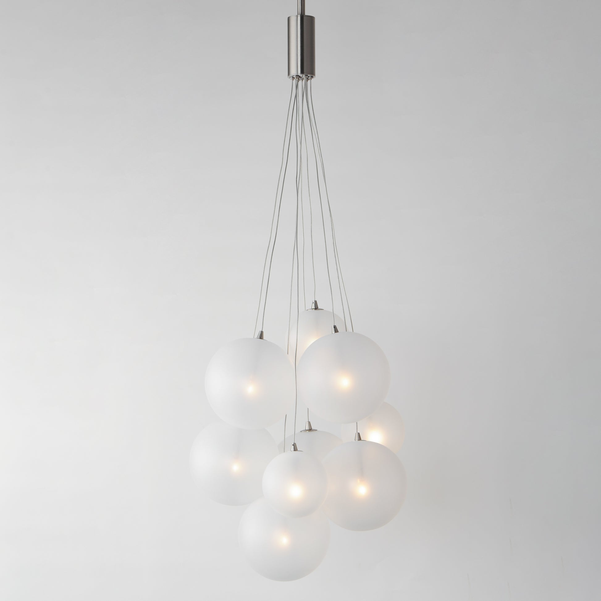 Burst 9-Light LED Pendant Frost Satin Nickel by ET2