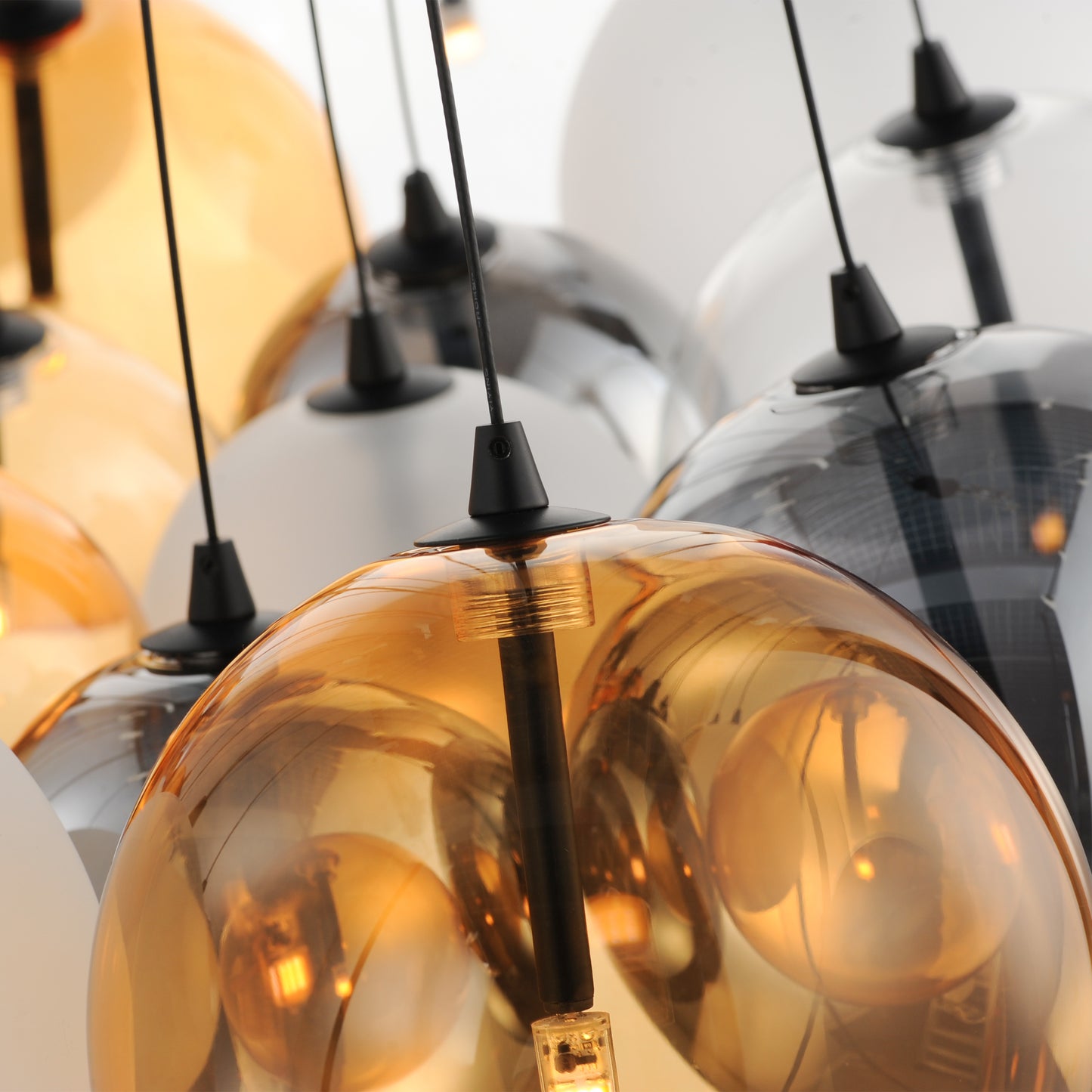 Burst 20-Light LED Pendant Mixed Black by ET2