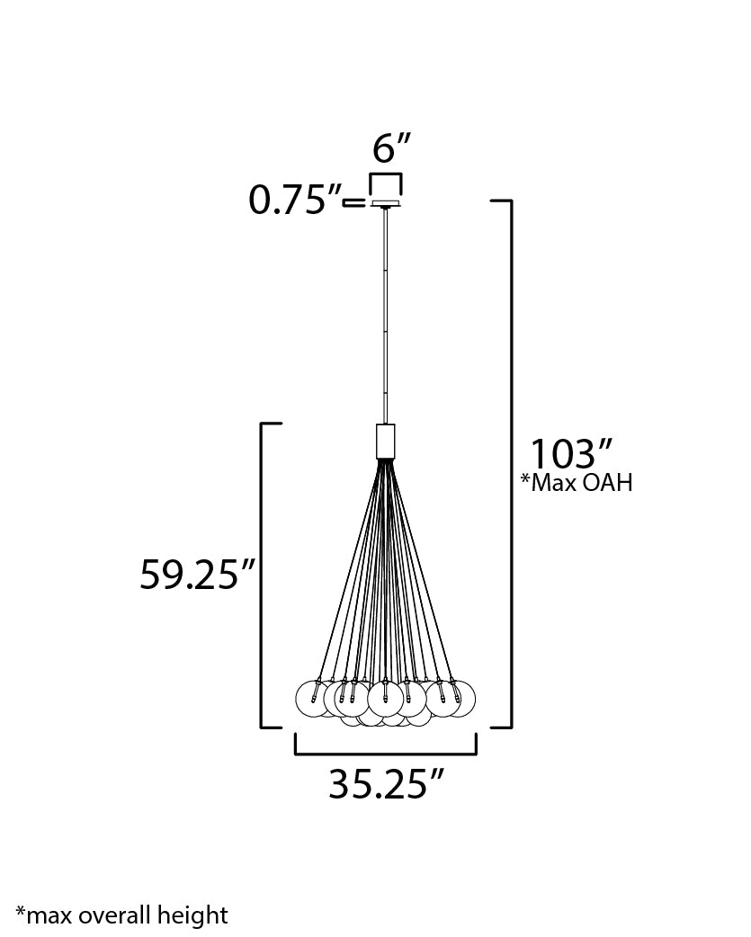 Burst 20-Light LED Pendant Frost Gold by ET2