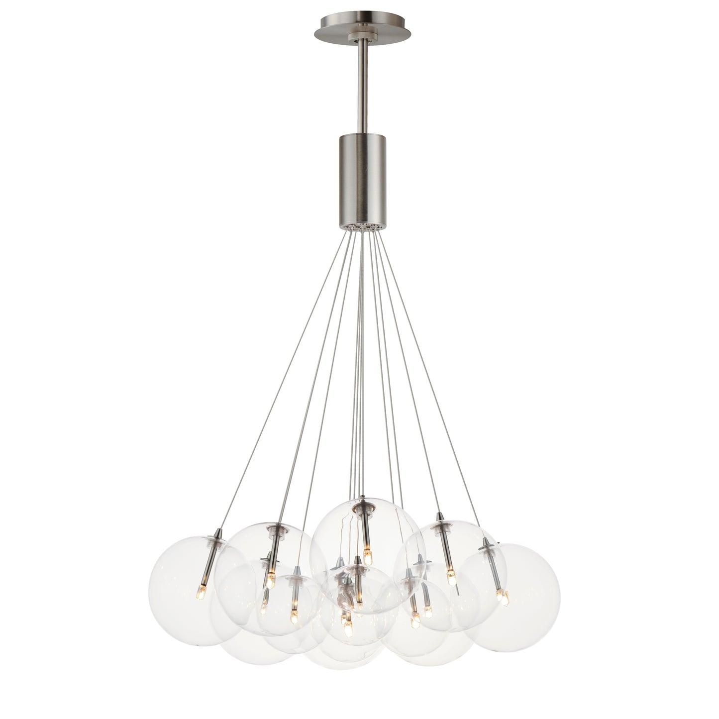 Burst 12-Light LED Pendant Clear Satin Nickel by ET2