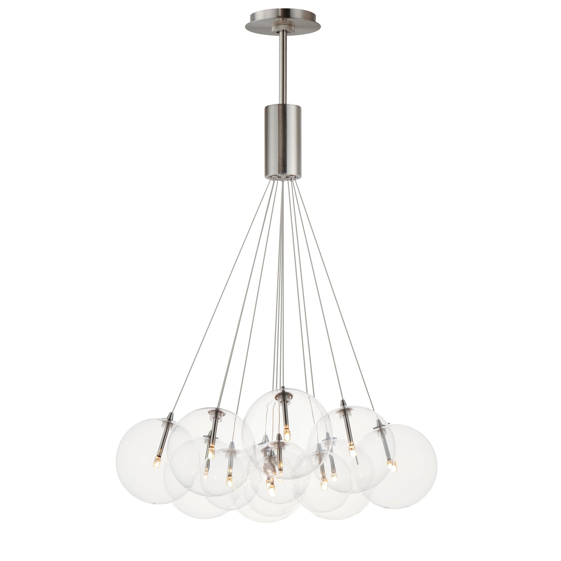 Burst 12-Light LED Pendant Clear Satin Nickel by ET2