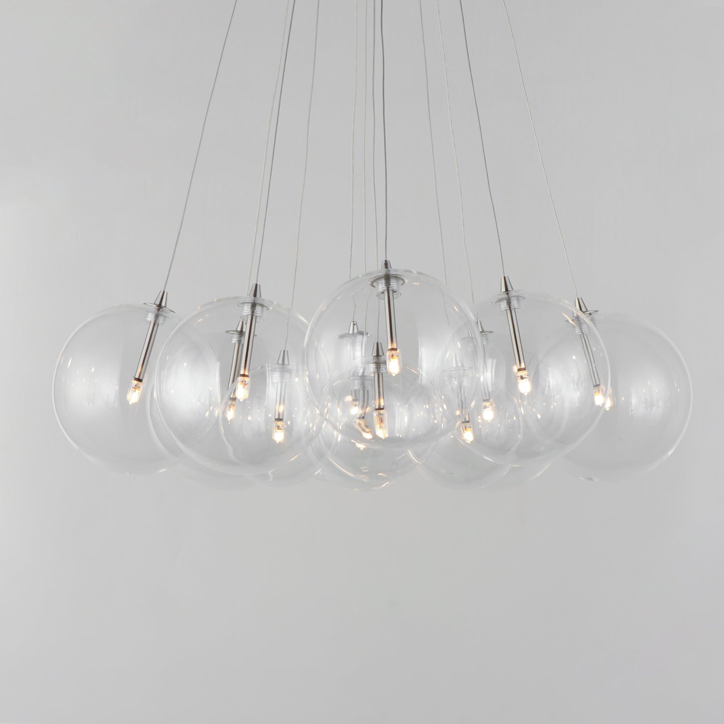Burst 12-Light LED Pendant Clear Satin Nickel by ET2