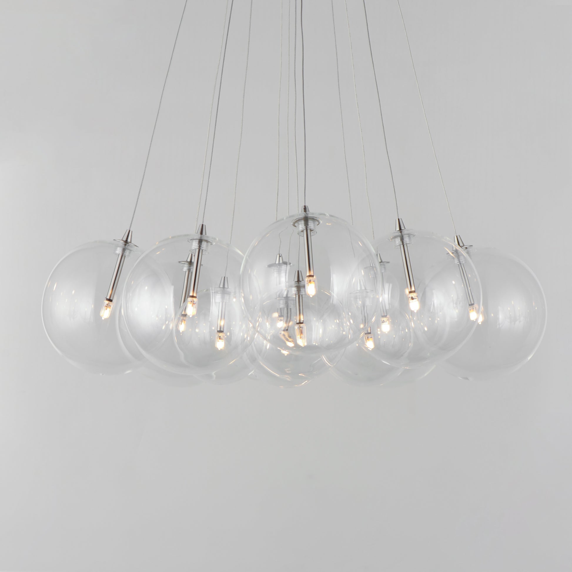 Burst 12-Light LED Pendant Clear Satin Nickel by ET2