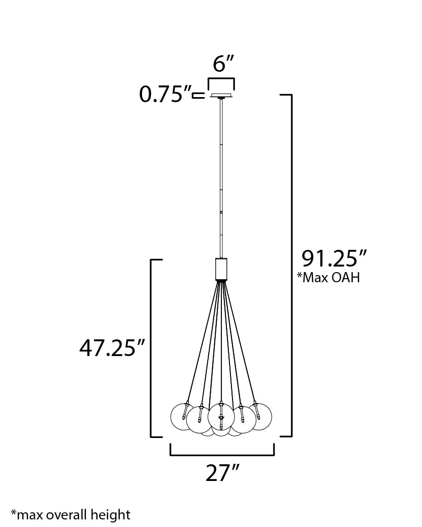 Burst 12-Light LED Pendant Clear Satin Nickel by ET2