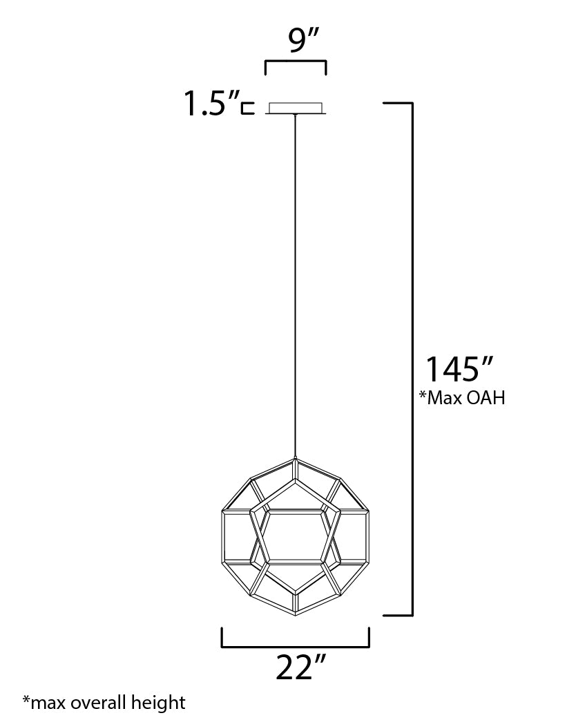 Penta Medium LED Pendant Black by ET2