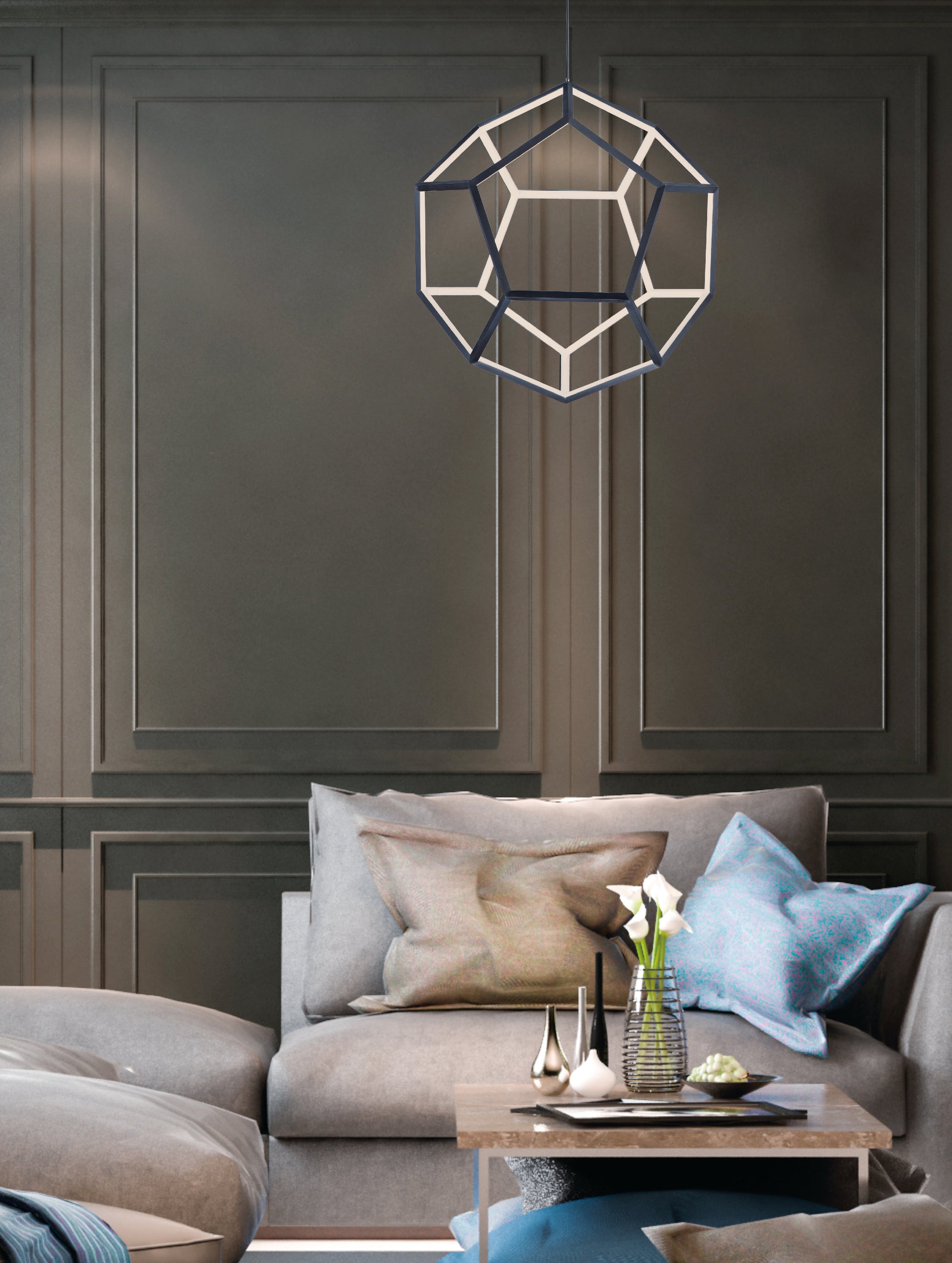 Penta Medium LED Pendant Black by ET2