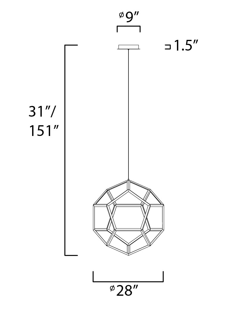 Penta Large LED Pendant Black by ET2