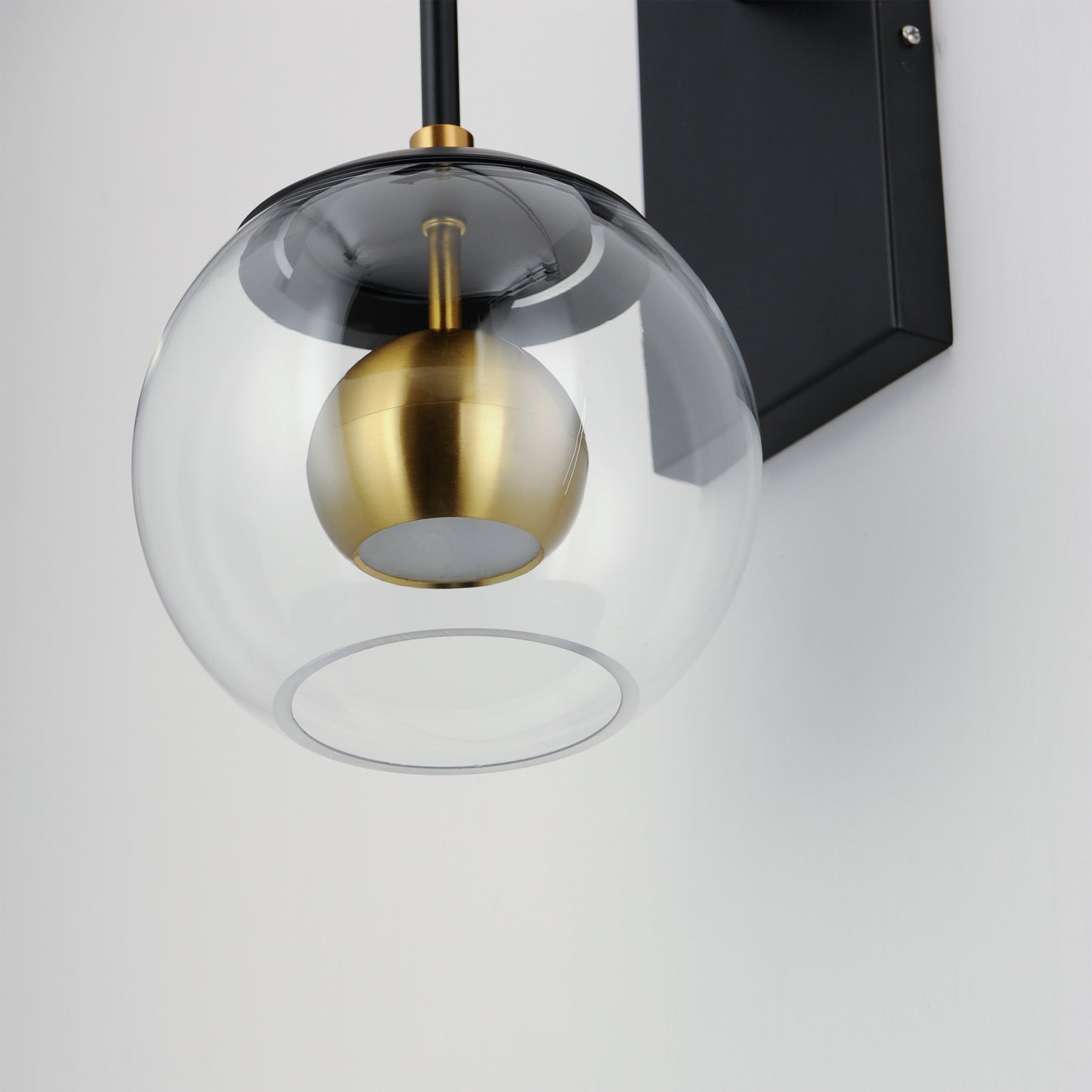 Nucleus LED Wall Sconce Black/Natural Aged Brass by ET2