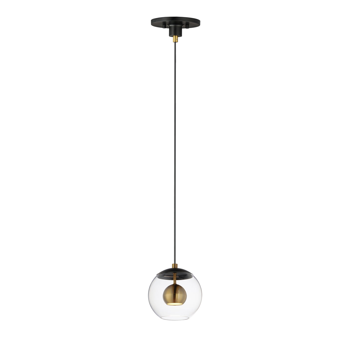 Nucleus 7" LED Pendant Black/Natural Aged Brass by ET2