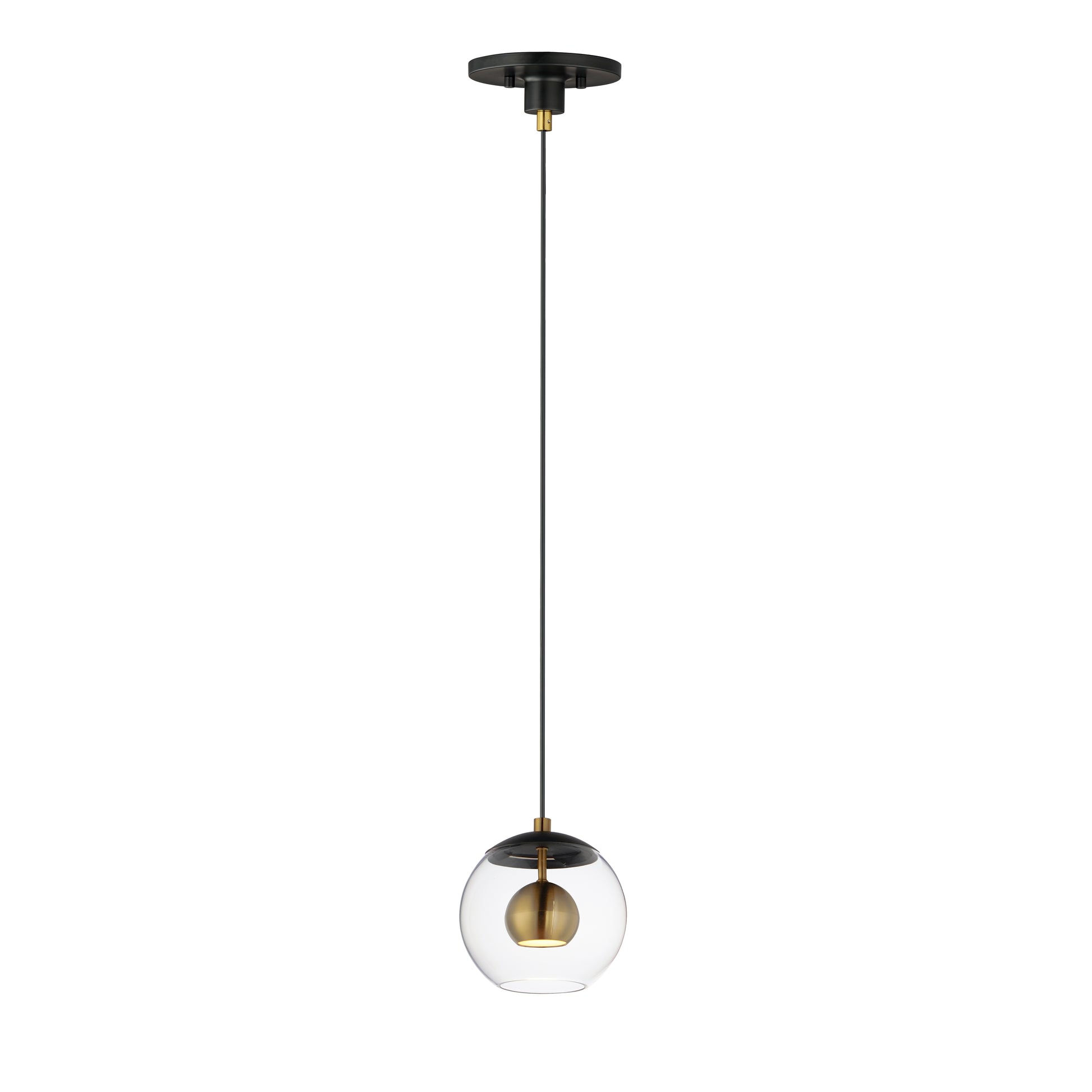 Nucleus 7" LED Pendant Black/Natural Aged Brass by ET2