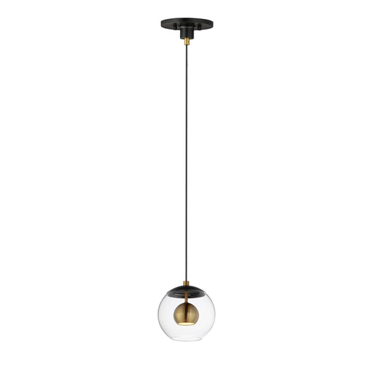 Nucleus 7" LED Pendant Black/Natural Aged Brass by ET2