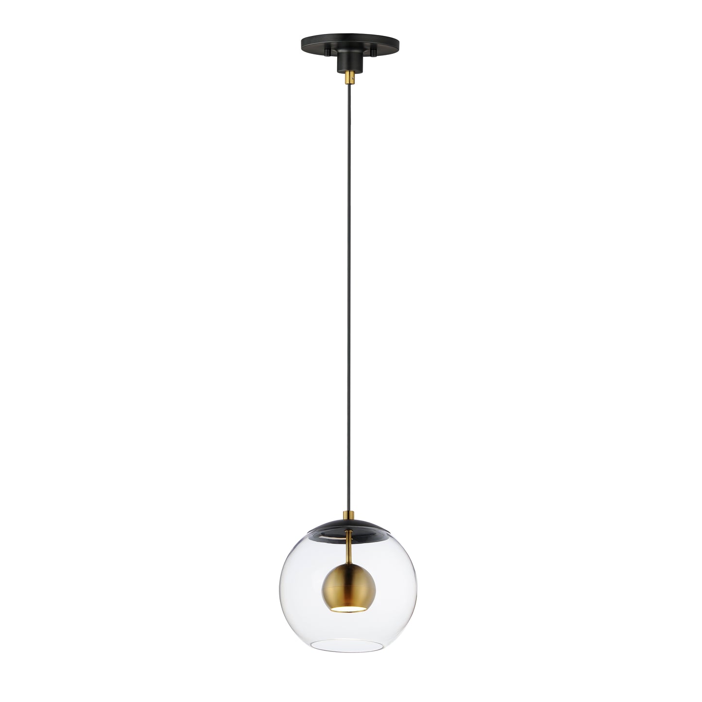 Nucleus 9" LED Pendant Black/Natural Aged Brass by ET2