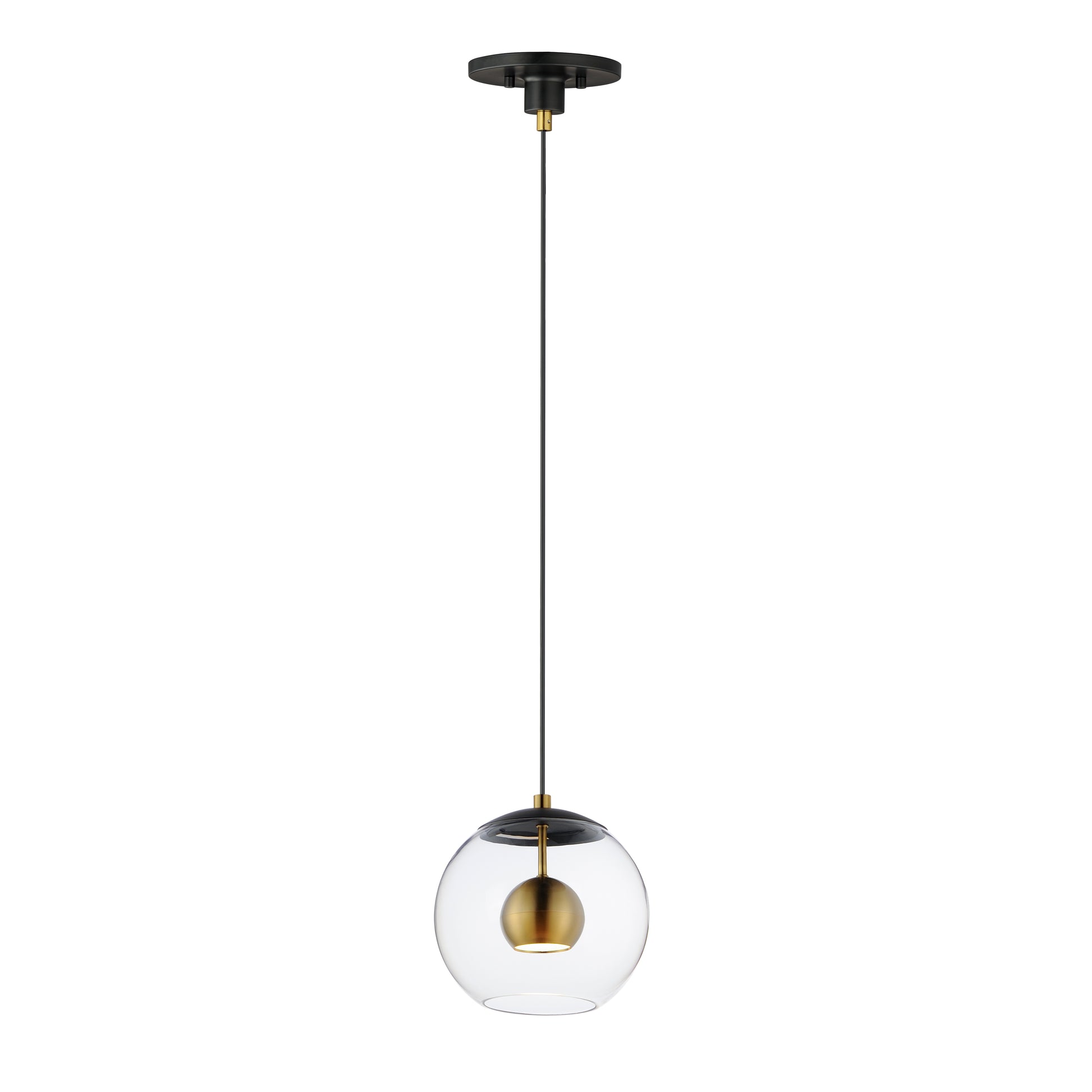 Nucleus 9" LED Pendant Black/Natural Aged Brass by ET2