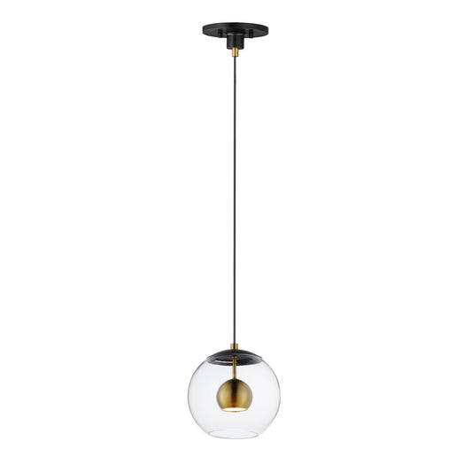 Nucleus 9" LED Pendant Black/Natural Aged Brass by ET2