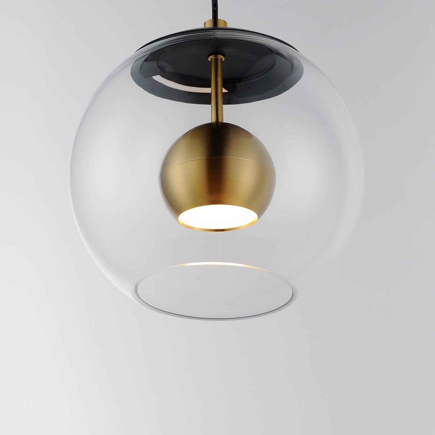 Nucleus 9" LED Pendant Black/Natural Aged Brass by ET2