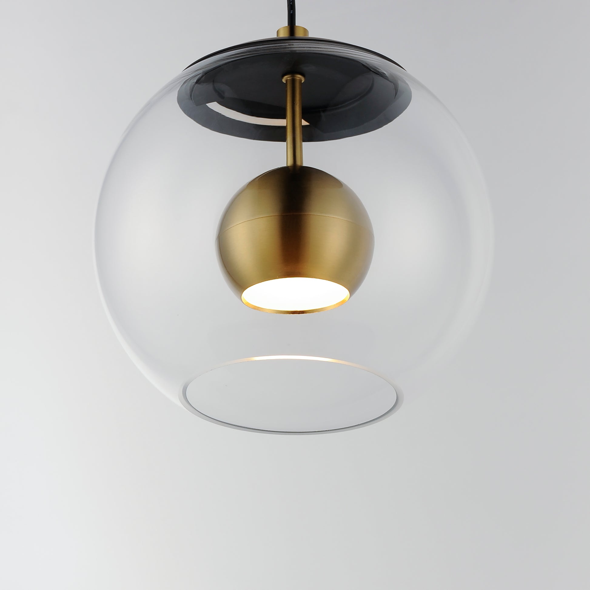 Nucleus 9" LED Pendant Black/Natural Aged Brass by ET2